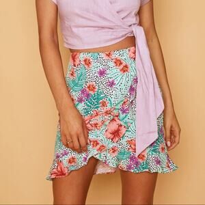 Lost + Wander Flower Power Mint Mini Skirt Size Small